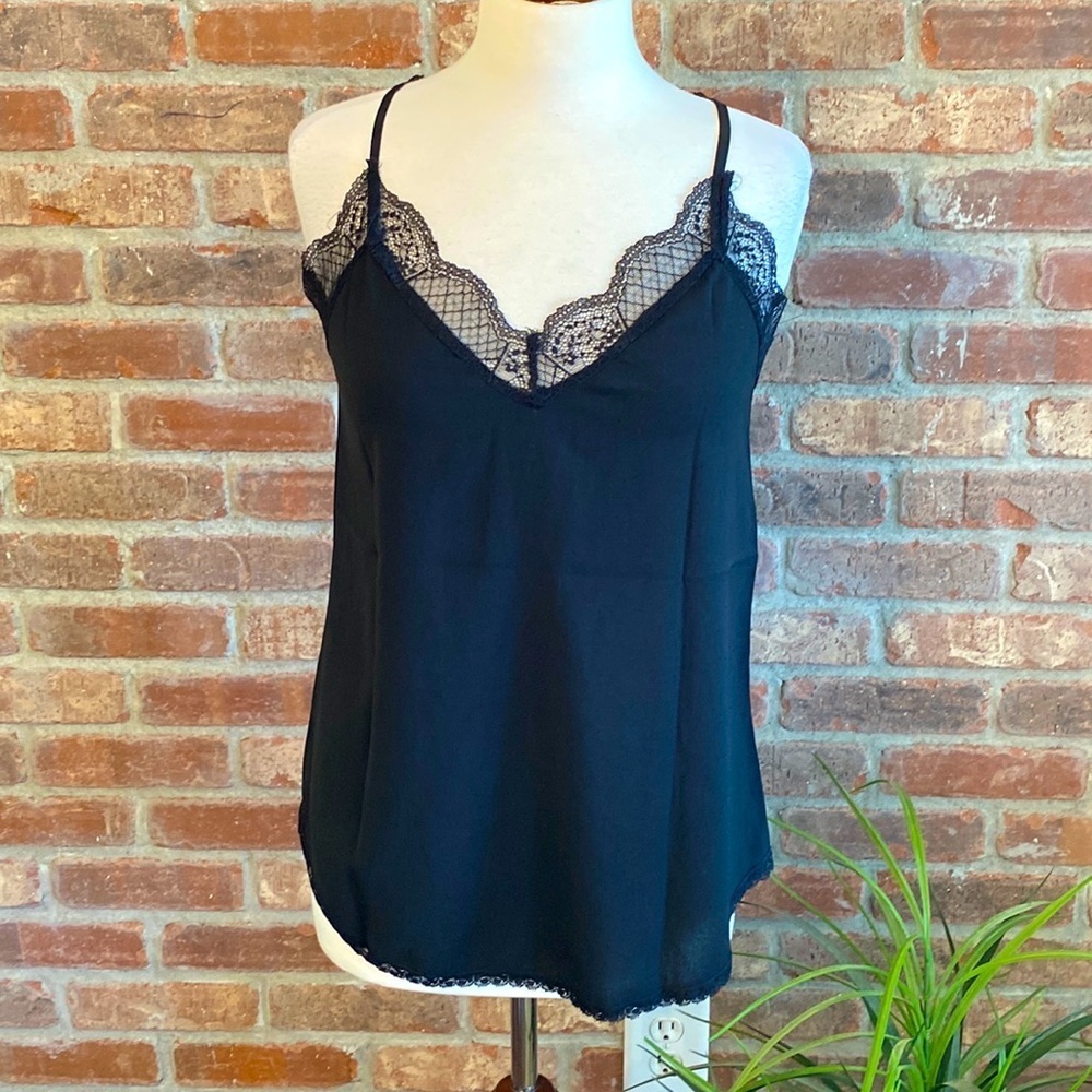 Tecrew Black Sz Small with lace cami.